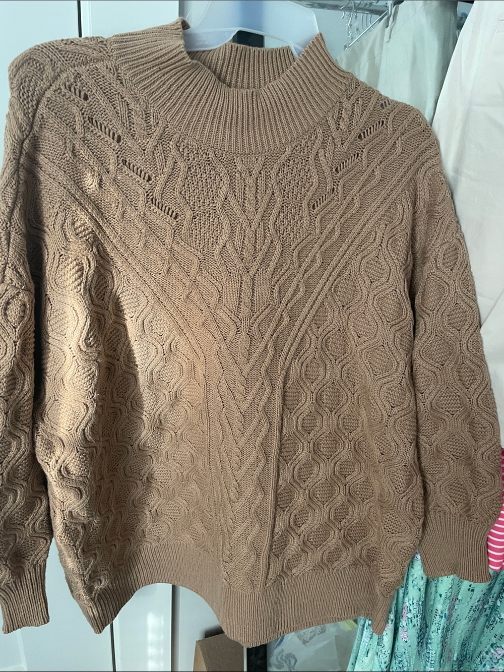 Talbots Camel Cable Knit Turtleneck Sweater